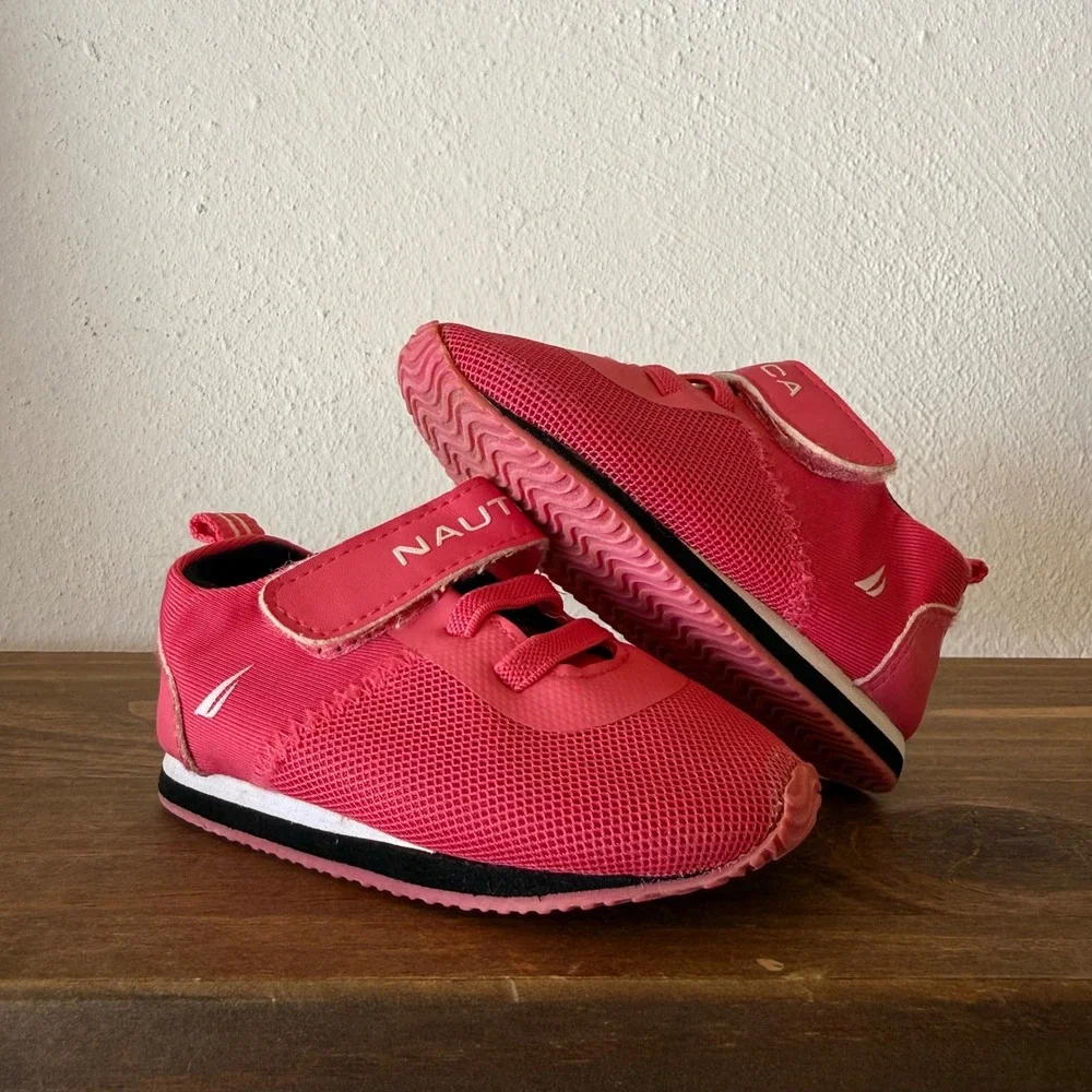 Nautica Toddler Sneakers Size 4 Pink Mesh Hook & Loop Casual Shoes